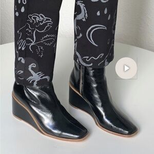 Paloma Wool Callisto Black Patent Leather Wedge Boots